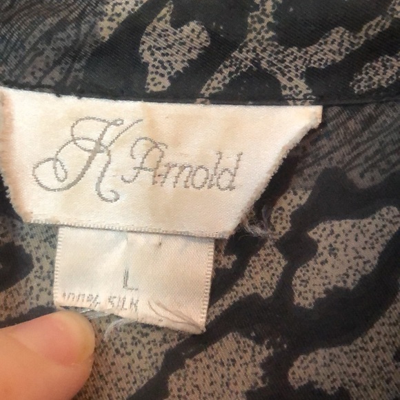 Vintage K Arnold silk button up top with mixed animal print - Picture 2 of 7